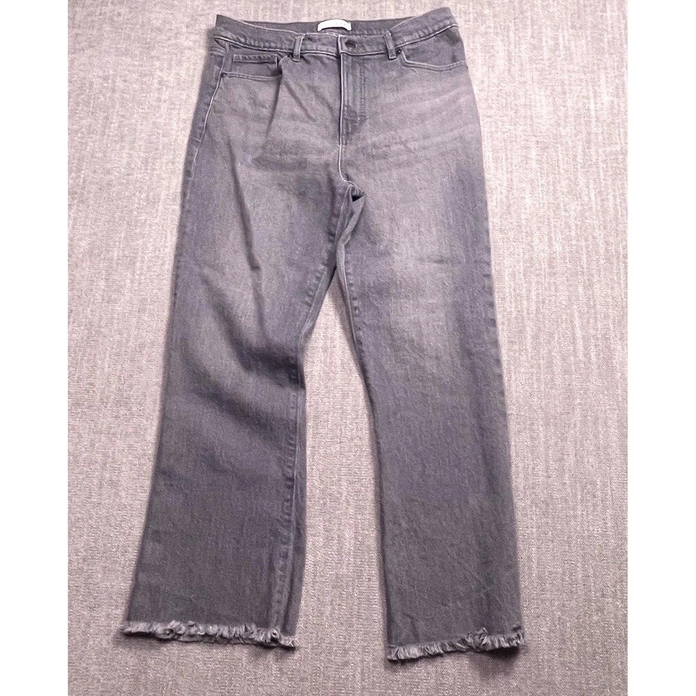 Made and Loved Loft The Kick Crop Jeans Womens 8/29 Gray Straight Leg Frayed Hem